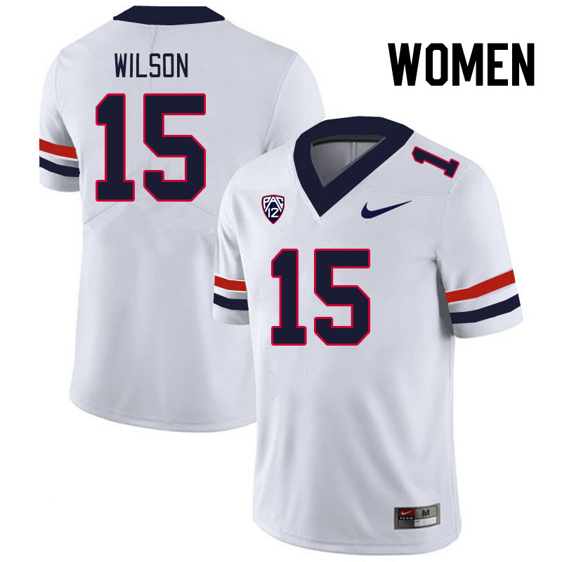 Women #15 Carlos Wilson Arizona Wildcats College Football Jerseys Stitched Sale-White - Click Image to Close
